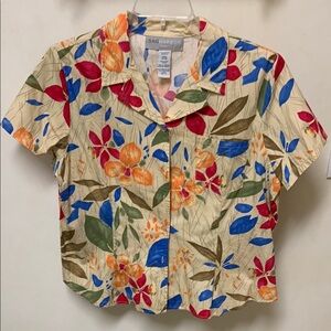 Sag Harbor Large Women's Floral Short Sleeve Top - Multicolor